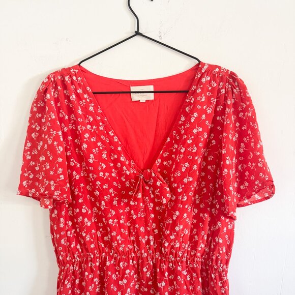 Sezane Red Silk Floral Gigi Mini Dress EU 44 / US 12 - Picture 3 of 7